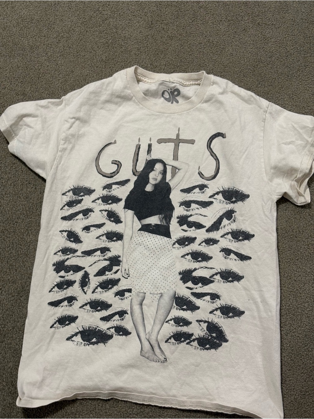 Olivia Rodrigo Cream T-Shirt with Grey Logo